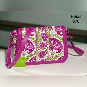 Vera Bradley Pink and Green Floral Crossbody Bag